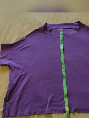 Boxy Cropped Mock Neck Top in Purple